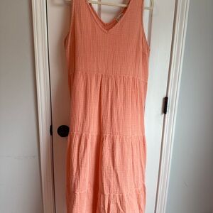 Wonderly Coral Sleeveless Midi Dress